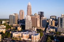 Panaoramic view of the growing cityscape and buildings of Charlotte NC